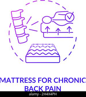 Materasso per dolore cronico alla schiena viola gradiente concetto icona Illustrazione Vettoriale