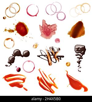 macchia fleck caffè vino cioccolato ketchup cibo Foto Stock