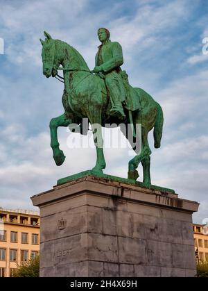 Statua equestre di re Alberto i a Bruxelles Belgio Foto Stock