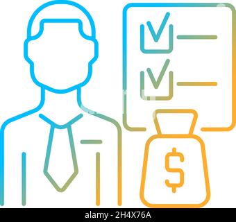 Icona vettore lineare gradiente pianificatore finanziario Illustrazione Vettoriale