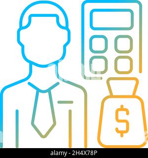 Icona vettore lineare gradiente analista budget Illustrazione Vettoriale