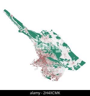 Mappa vettoriale di Trieste. Mappa dettagliata dell'area amministrativa di Trieste. Panorama urbano. Illustrazione vettoriale senza royalty. Mappa del profilo con edifici Illustrazione Vettoriale