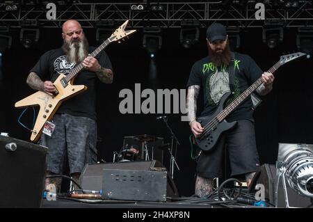 Kirk Windstein di Crowbar live sul palco il giorno 2 del Bloodstock Open Air Festival il 9 agosto 2014 a Catton Hall, Derbyshire. Foto Stock