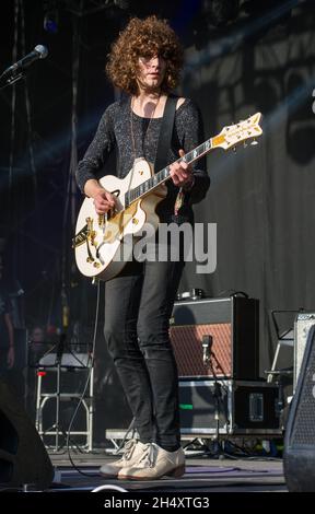 James Edward Bagshaw dei Templi vive sul palco il giorno 2 al Festival n° 6 il 6 settembre 2014 a Portmeirion, Galles Foto Stock