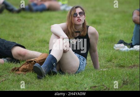 Festival Goers al Leeds Festival 2017 a Bramham Park, Yorkshire, Regno Unito. Data foto: Venerdì 25 agosto, 2017. Photo credit: Katja Ogrin/ EMPICS Entertainment. Foto Stock