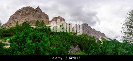 Escursione alle Dolomiti di Rotwandwiesen Alto Adige Italia Foto Stock