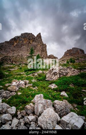 Escursione alle Dolomiti di Rotwandwiesen Alto Adige Italia Foto Stock