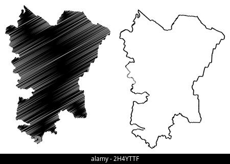 Distretto di Shravasti (Stato di Utttar Pradesh, Repubblica dell'India) illustrazione vettoriale della mappa, abbozzare la mappa di Shravasti Illustrazione Vettoriale