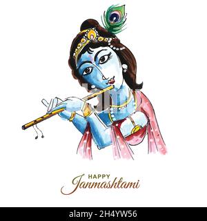 Shree krishna janmashtami festival carta sfondo Illustrazione Vettoriale