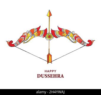 Lord rama con la freccia che uccide ravana in felice dussehra design Illustrazione Vettoriale