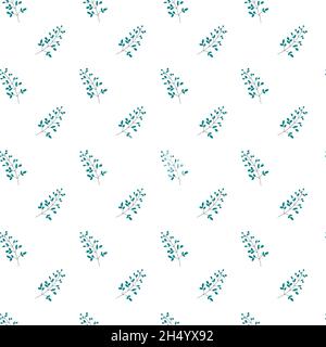 Foglie di botanica, rami sempreverdi e ramoscelli verdi Illustrazione Vettoriale