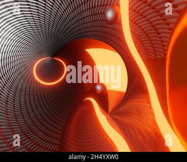 sfondo astratto arancione neon metallo scuro colore sfondo, rendering 3d Foto Stock