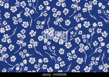 Modello senza cuciture monocromatico femminile con motivo in pizzo di fiori. Illustrazione Vettoriale