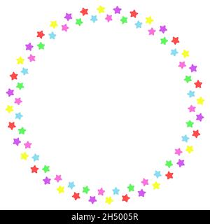 Un cerchio colorato stelle rotonda cornice arte Illustrazione Vettoriale