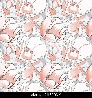 Bella struttura senza cuciture con magnolia esotica Illustrazione Vettoriale