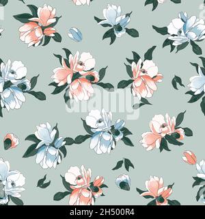 Bella struttura senza cuciture con magnolia esotica Illustrazione Vettoriale