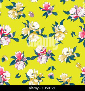 Bella struttura senza cuciture con magnolia esotica Illustrazione Vettoriale