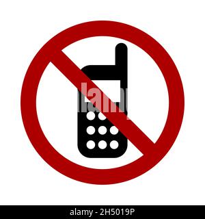Nessuna chiamata telefonica o l'utilizzo del telefono cellulare non è consentito icona del segnale di avviso. Immagine vettoriale. Illustrazione Vettoriale