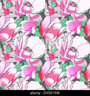 Bella struttura senza cuciture con magnolia esotica Illustrazione Vettoriale