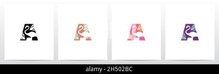 Flamingo su Letter Logo Design A. Illustrazione Vettoriale