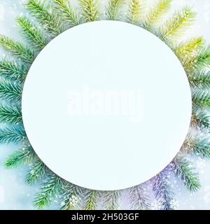 Natale, inverno, nuovo anno concetto. Flat lay, vista dall'alto, copy space, vacanze invernali, Capodanno. Foto Stock