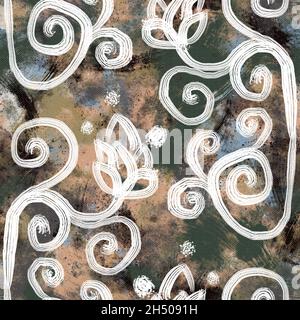 Design di superficie astratta trasparente neutro e bianco grungo classico per la stampa. Foto Stock