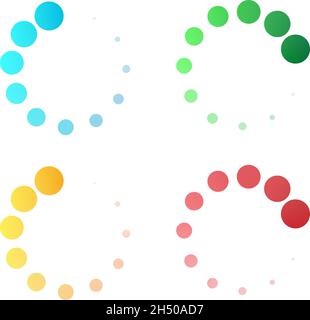 Indicatore di avanzamento, fasi, fasi. Precarica, forma tampone. Cerchio, icona di caricamento circolare - illustrazione vettoriale di stock, grafica clip-art Illustrazione Vettoriale