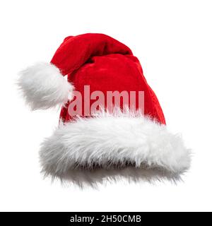 Santa Claus hat isolato su bianco Foto Stock