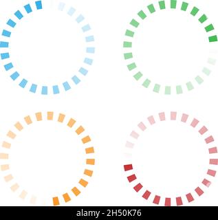 Indicatore di avanzamento, fasi, fasi. Precarica, forma tampone. Cerchio, icona di caricamento circolare - illustrazione vettoriale di stock, grafica clip-art Illustrazione Vettoriale