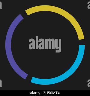 3 parti, sezione segmentata cerchio. Linee tratteggiate astratte elemento geometrico circolare - illustrazione vettoriale di stock, grafica clip-art Illustrazione Vettoriale
