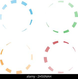 Indicatore di avanzamento, fasi, fasi. Precarica, forma tampone. Cerchio, icona di caricamento circolare - illustrazione vettoriale di stock, grafica clip-art Illustrazione Vettoriale