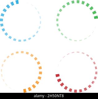 Indicatore di avanzamento, fasi, fasi. Precarica, forma tampone. Cerchio, icona di caricamento circolare - illustrazione vettoriale di stock, grafica clip-art Illustrazione Vettoriale