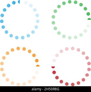 Indicatore di avanzamento, fasi, fasi. Precarica, forma tampone. Cerchio, icona di caricamento circolare - illustrazione vettoriale di stock, grafica clip-art Illustrazione Vettoriale