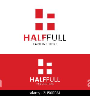 Lettera iniziale H F HF FH in modello di disegno con logo quadrato spaziale negativo. Adatto per General Finance Consulting Management Sport Business Company ecc. Illustrazione Vettoriale