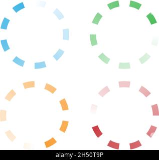 Indicatore di avanzamento, fasi, fasi. Precarica, forma tampone. Cerchio, icona di caricamento circolare - illustrazione vettoriale di stock, grafica clip-art Illustrazione Vettoriale