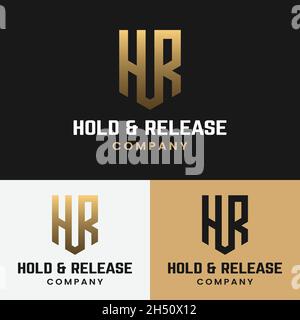 Lettera monogramma iniziale H R HR RH per modello di design del logo del rilascio in attesa. Adatto per General Business Company Corporate Brand Simple Unique Hipster. Illustrazione Vettoriale