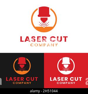 Laser Beam plasma Machine Cutting Engraving Welding Melting Milling Manufacturing Metalwork Workshop Industry Company Simple Flat Logo Design. Illustrazione Vettoriale