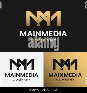 Monogramma lettera iniziale MM semplice elegante minimalista esclusivo modello retro Vintage Logo Design. Illustrazione Vettoriale