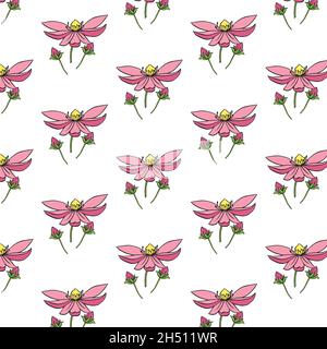 Sfondo con fiori delicati. Sfondo con fiori selvatici. Motivo floreale. Illustrazione Vettoriale