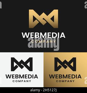 Monogramma Letter Initial W M MW WM semplice ed elegante modello minimalista retro Vintage Logo Design. Illustrazione Vettoriale