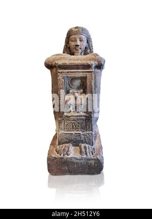 Statua egiziana scultura di Kha, scriba dei re che offrono tabella, 1279-1213, 19th dinastia, quarzite. Museo del Louvre inv A65. Nella cappella al f Foto Stock