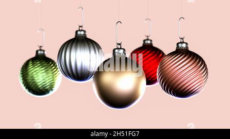 baubles molto bello in colori diversi (rendering 3d) Foto Stock