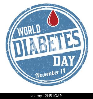 Giornata mondiale del diabete grunge timbro di gomma su sfondo bianco, illustrazione vettoriale Illustrazione Vettoriale