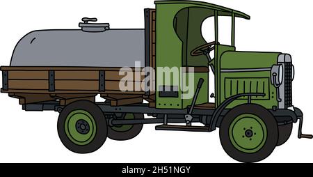 Il disegno a mano vettorizzato di un carro armato d'epoca Illustrazione Vettoriale