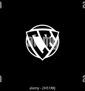 Lettera del logo monogramma CR con forma a scudo triangolare isolata su sfondo bianco. Logo radioattivo, triangolo radioattivo e forma di scudo Illustrazione Vettoriale