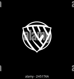 Lettera del logo NY Monogram con forma a scudo triangolare isolata su sfondo bianco. Logo radioattivo, triangolo radioattivo e forma di scudo Illustrazione Vettoriale