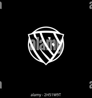 NB: Lettera con logo monogramma con forma a scudo triangolare, isolata su sfondo bianco. Logo radioattivo, triangolo radioattivo e forma di scudo Illustrazione Vettoriale
