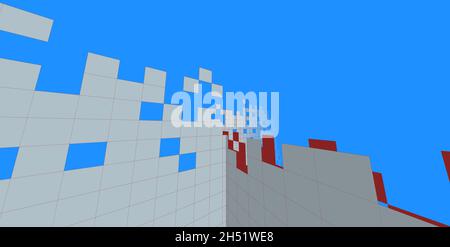 Architettura edificio illustrazione 3d, illustrazione 3D architettura edificio linee prospettiche, architettura urbana moderna astratta sfondo design, Foto Stock