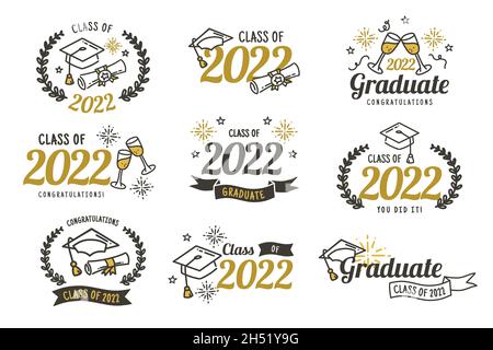 collezione di badge flat class 2022 Illustrazione Vettoriale