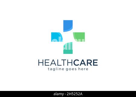 Cross Sign Medical Logo Health Symbol icona della farmacia. Modello di design con logo a vettore piatto. Illustrazione Vettoriale